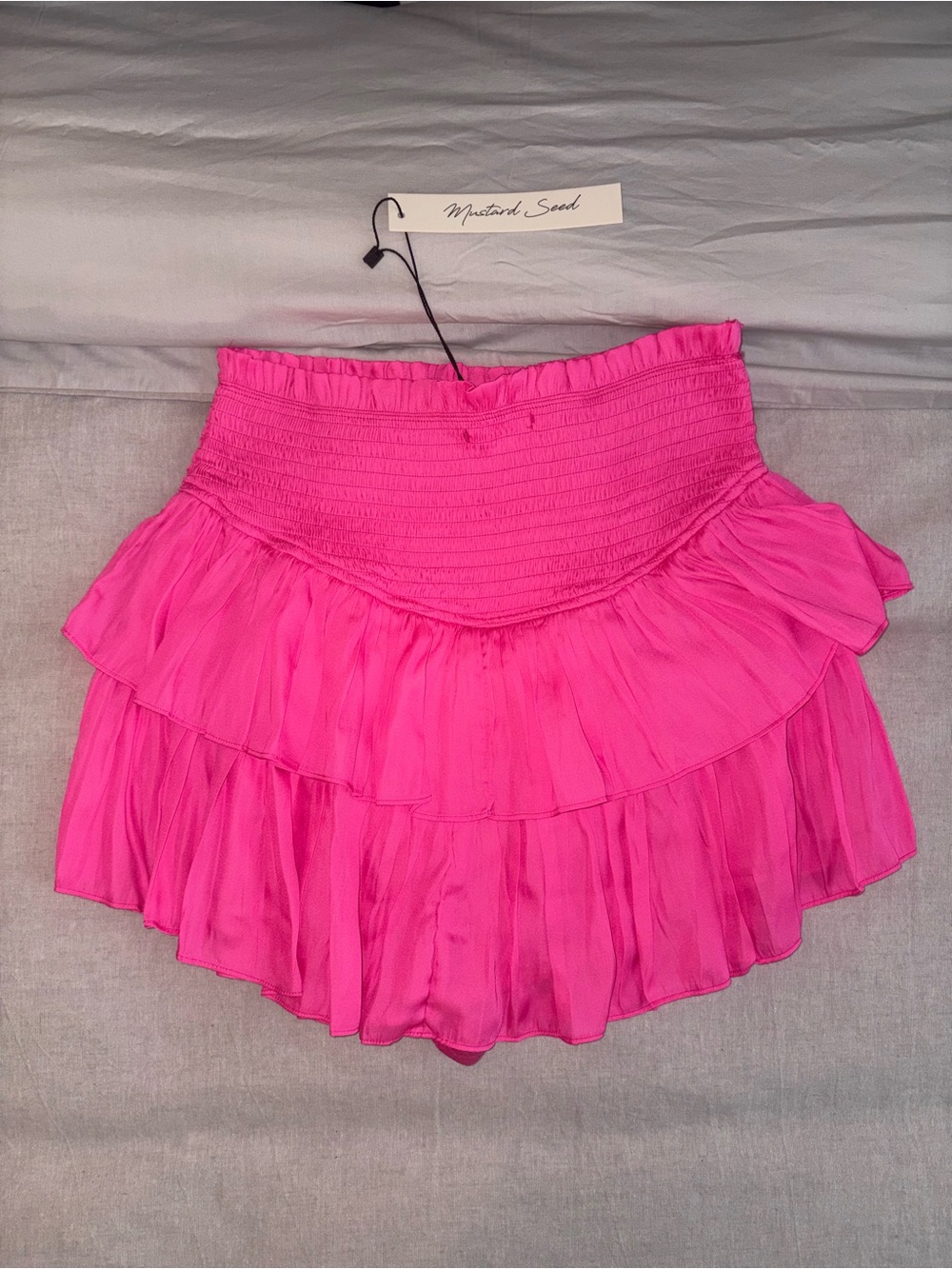 Mustard Seed Hot Pink Tiered Ruffle Mini Skirt